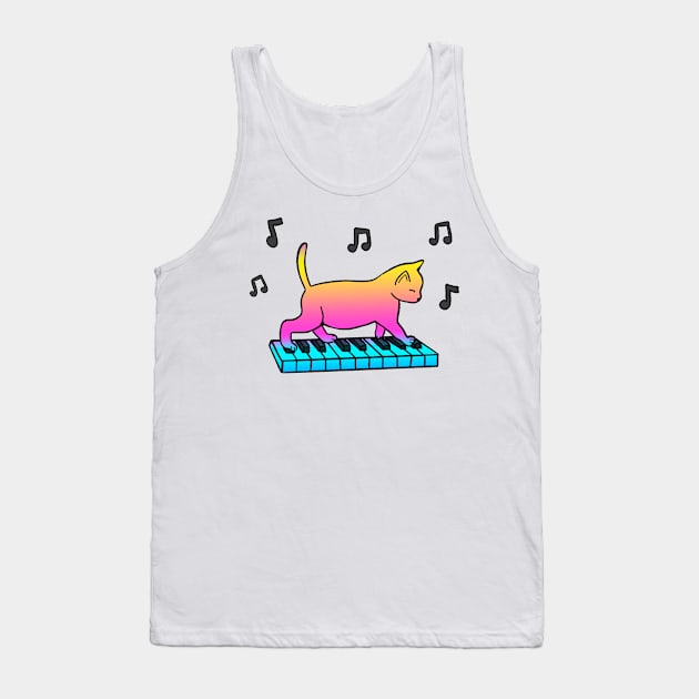 Piano Cat Tank Top by Kelly Louise Art